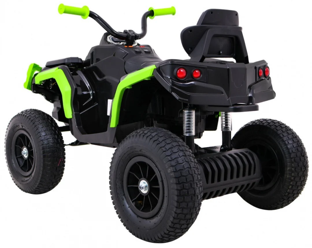 Dječji ATV Air Quad na baterije, crno-zeleni + gume na napuhavanje + MP3 radio + spori start quad na akumulator_5