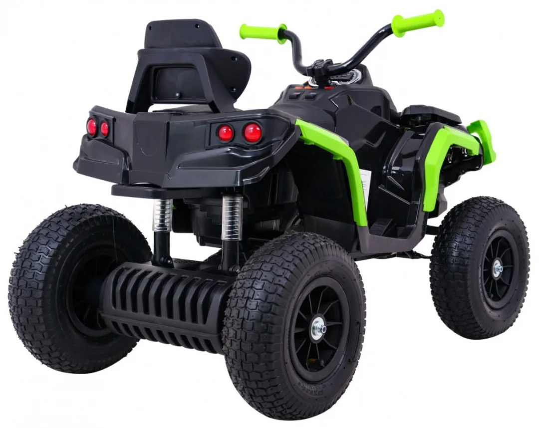 Dječji ATV Air Quad na baterije, crno-zeleni + gume na napuhavanje + MP3 radio + spori start quad na akumulator_8