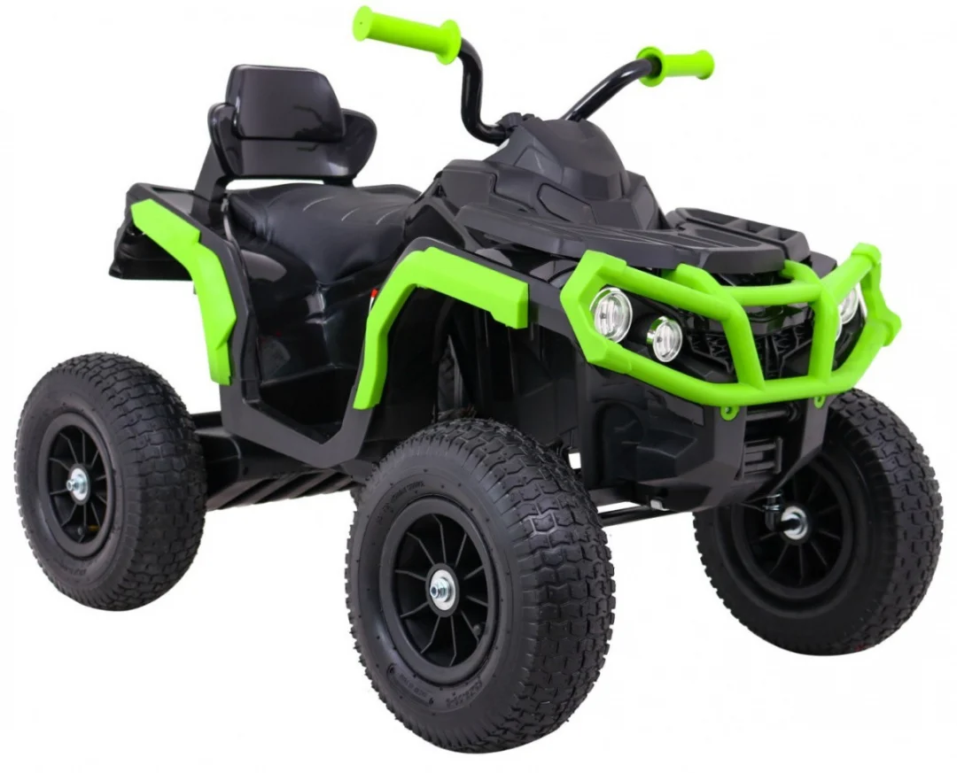 Dječji ATV Air Quad na baterije, crno-zeleni + gume na napuhavanje + MP3 radio + spori start quad na akumulator_9