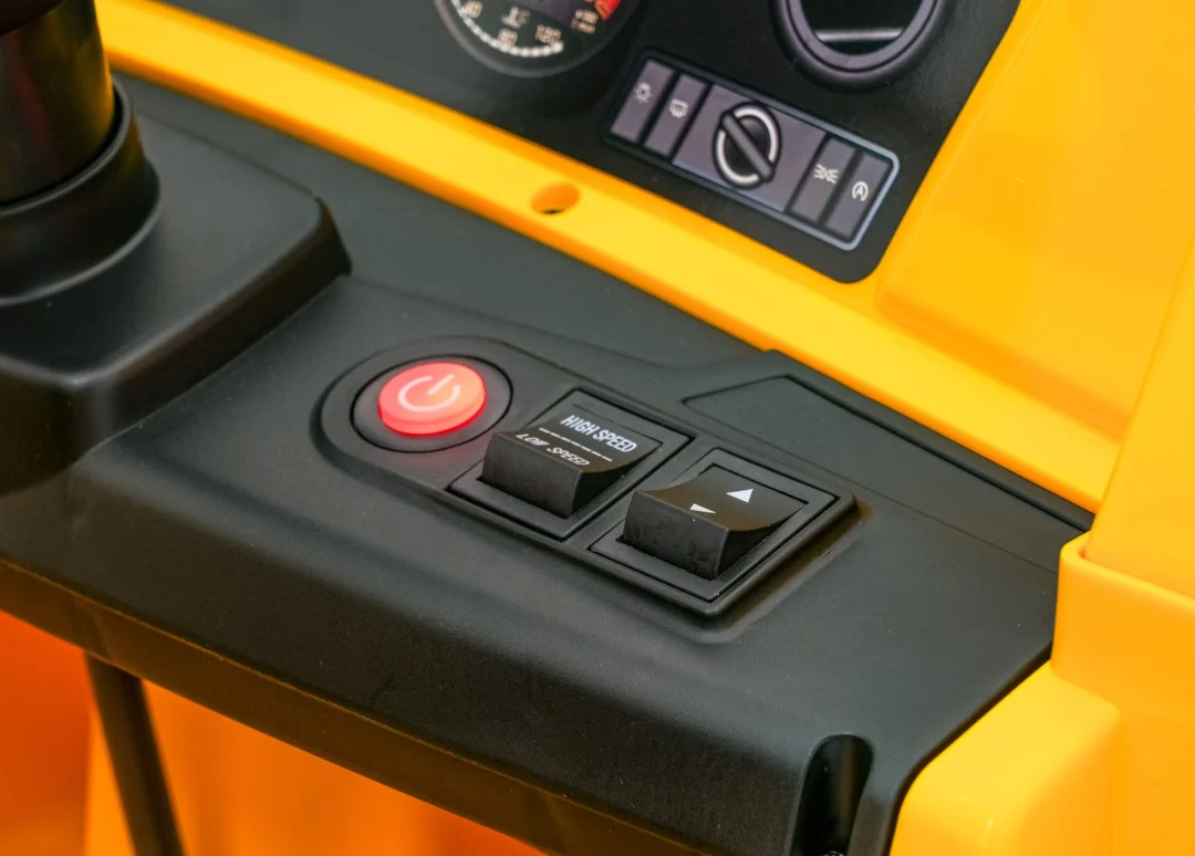 Dječji kiper na baterije Caterpillar žuti + pomični kiper + lopata + megafon + audio LED, žuta auto na akumulator_12