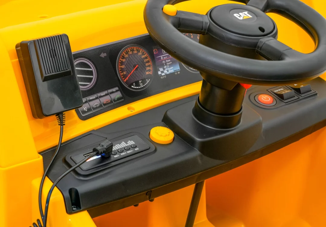 Dječji kiper na baterije Caterpillar žuti + pomični kiper + lopata + megafon + audio LED, žuta auto na akumulator_13