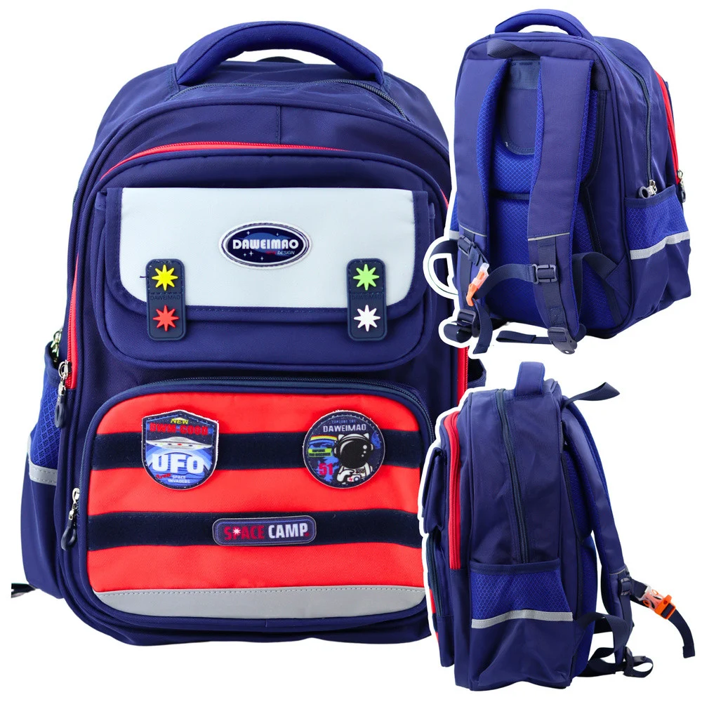 Dječji školski ruksak s remenom za prsa, tamnoplavi, crveni, svemirski, 20 l, 38 cm_4