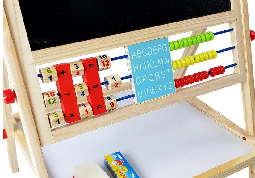 Drvena ploča za kredu. Abakus. Sat, brojevi i magnet_4