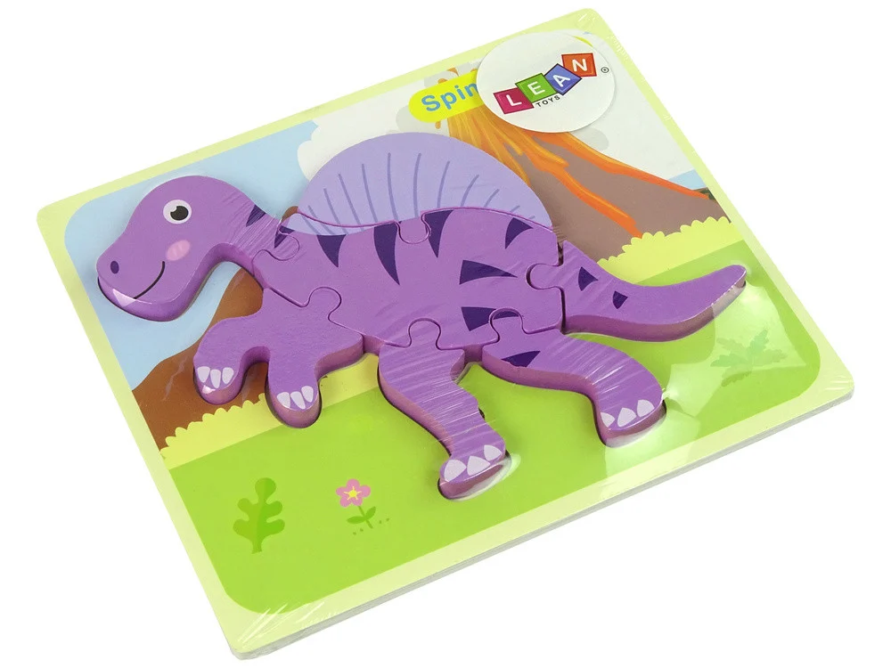 Drvena slagalica Dinosaur Koritosaur Ružičasti Spinosaurus Ljubičasti_4