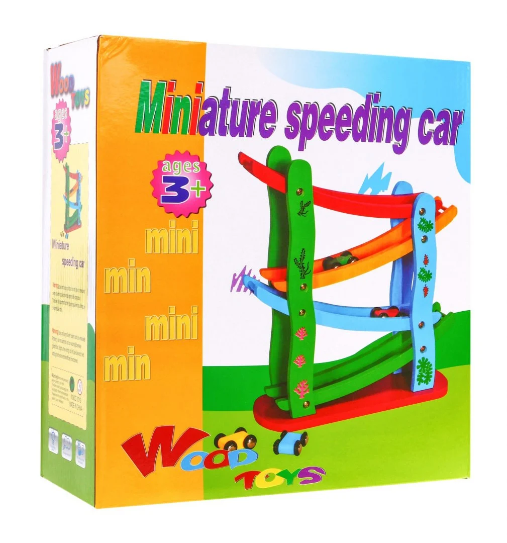 Drvena staza-tobogan za autiće 4 kata 3+_4