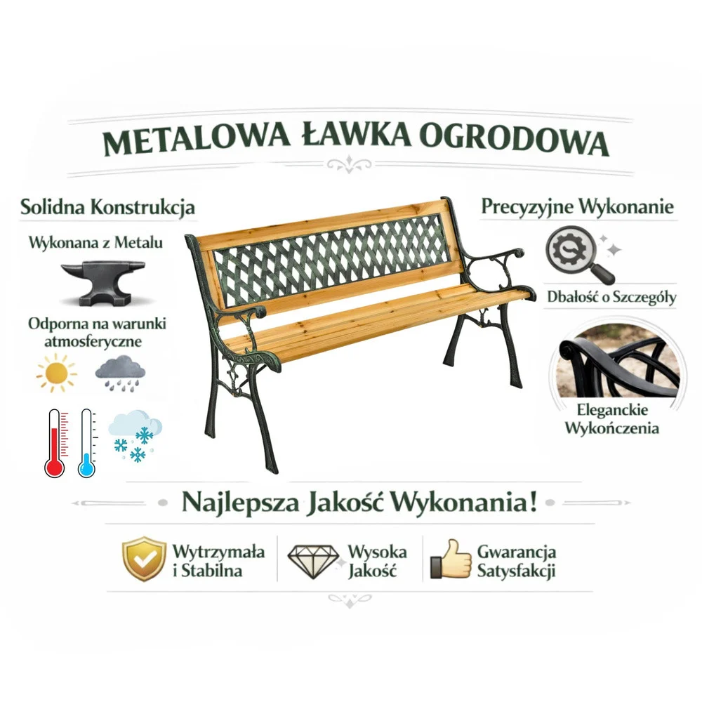 Drvena vrtna klupa Metalna vrtna klupa s naslonom_6