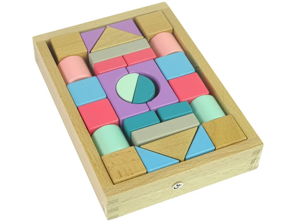 Drvene kocke pastelnih boja 28 komada dvorac_2
