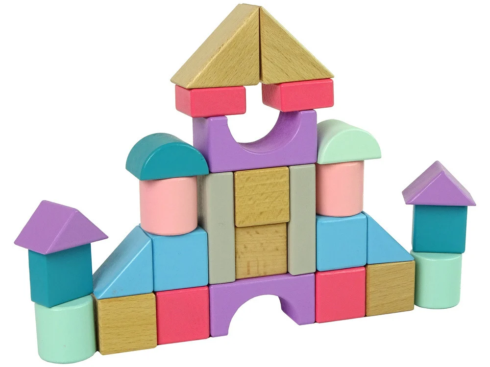 Drvene kocke pastelnih boja 28 komada dvorac_3