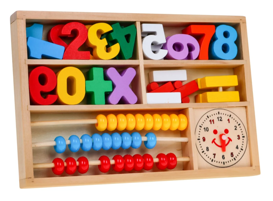 Drveni 3-u-1 edukativni set za djecu od 3+ godine. Uči matematiku i sat_4
