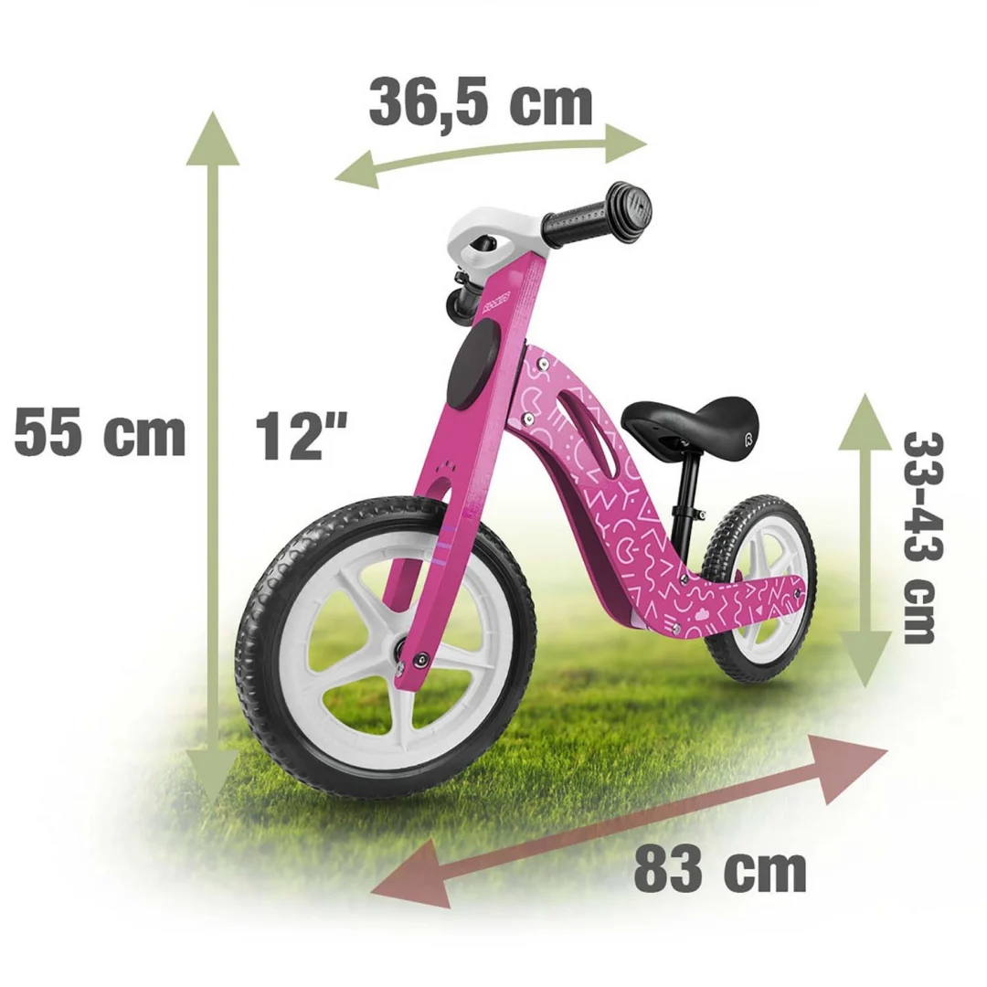 Drveni balansni bicikl Ricokids RC-614, ružičasti, 56 × 16 × 31,5 cm_8
