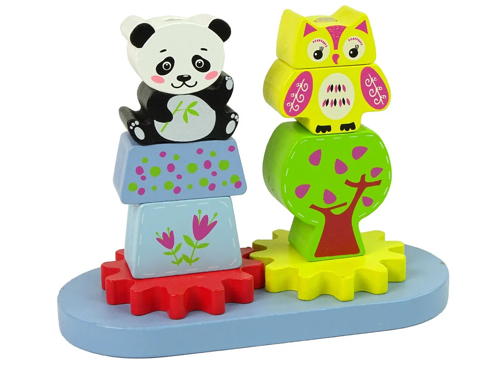 Drveni razvrstivač životinja Sova Panda Zupčanici_2