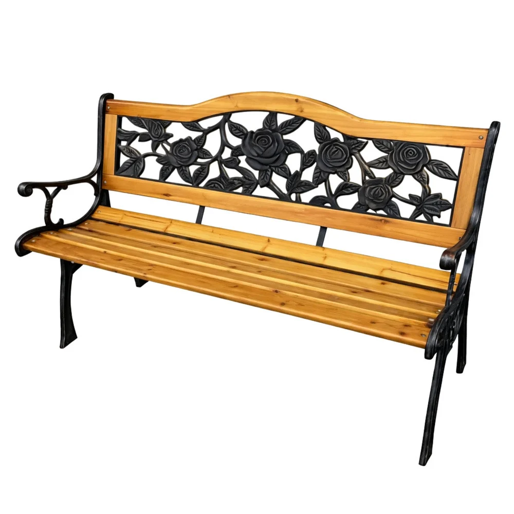 Drveno-metalna vrtna klupa s naslonom Lean, 125 cm_10
