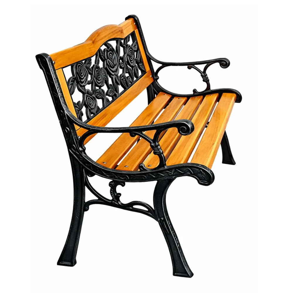 Drveno-metalna vrtna klupa s naslonom Lean, 125 cm_3