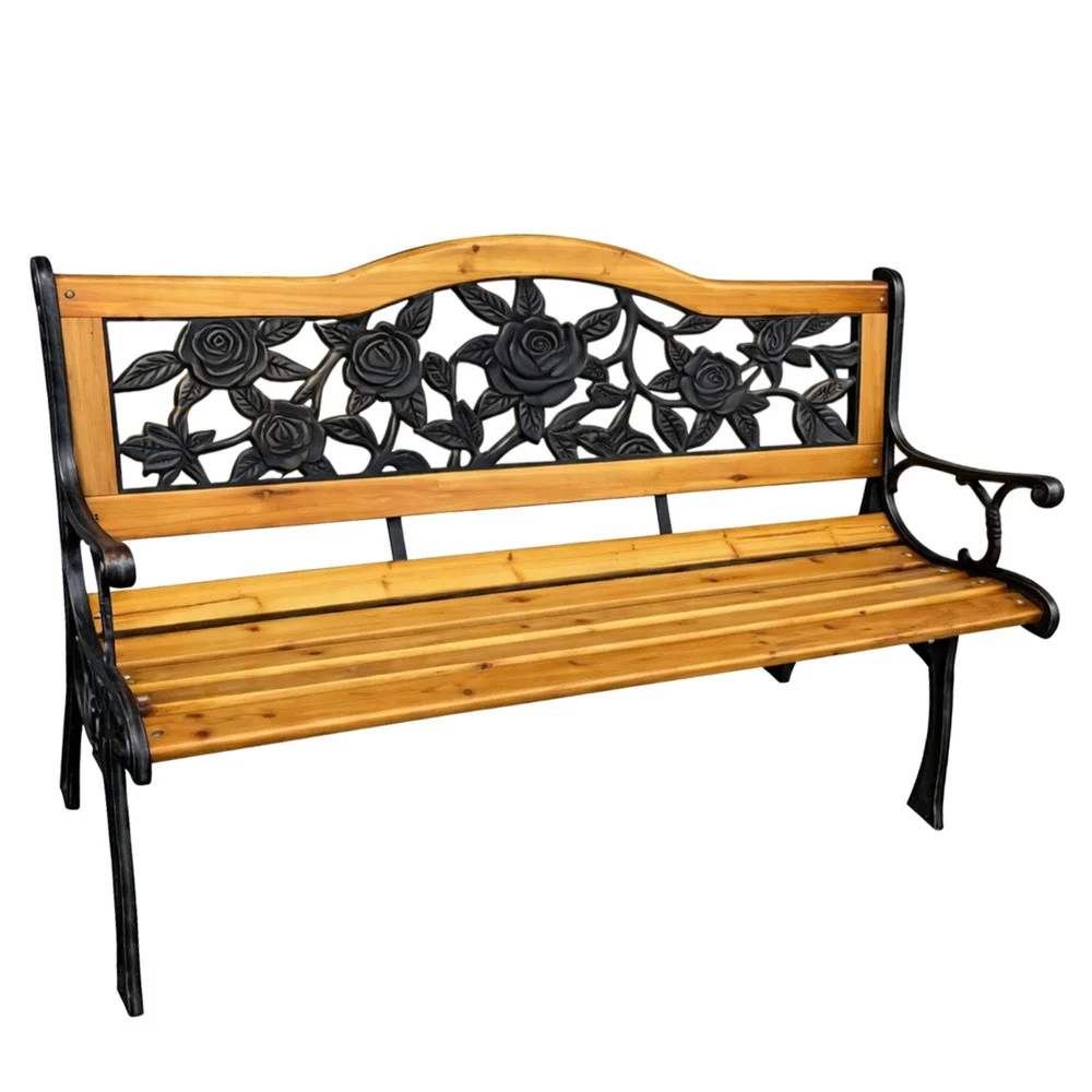Drveno-metalna vrtna klupa s naslonom Lean, 125 cm_4