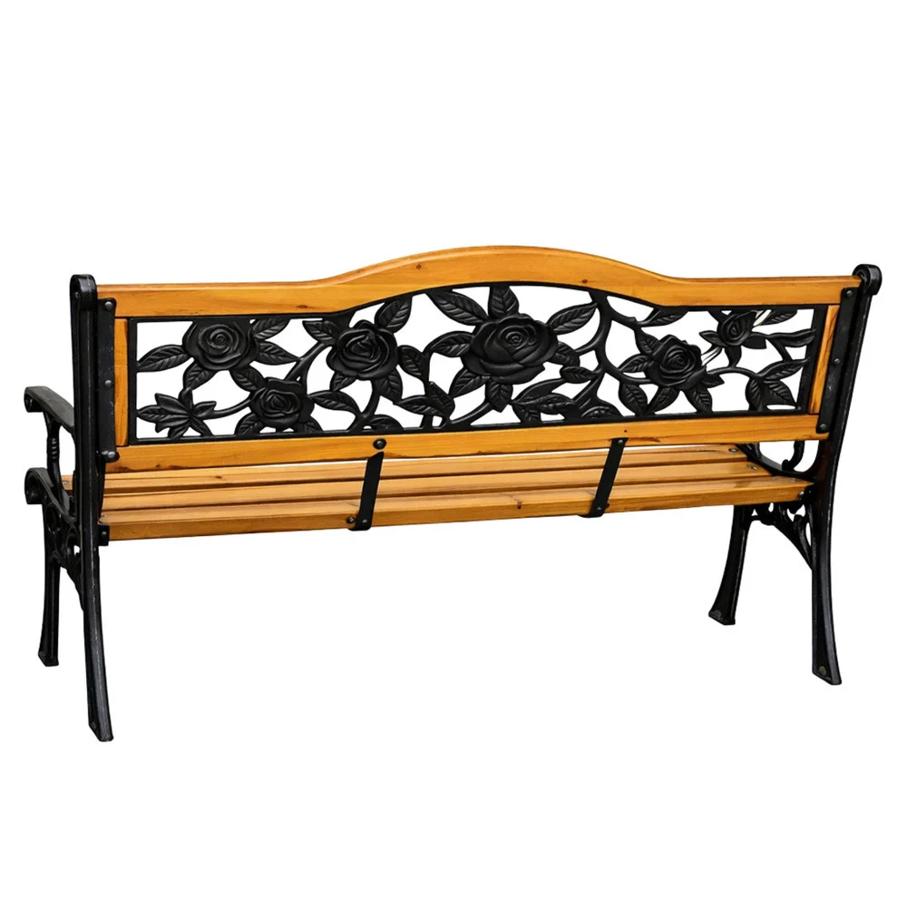 Drveno-metalna vrtna klupa s naslonom Lean, 125 cm_6