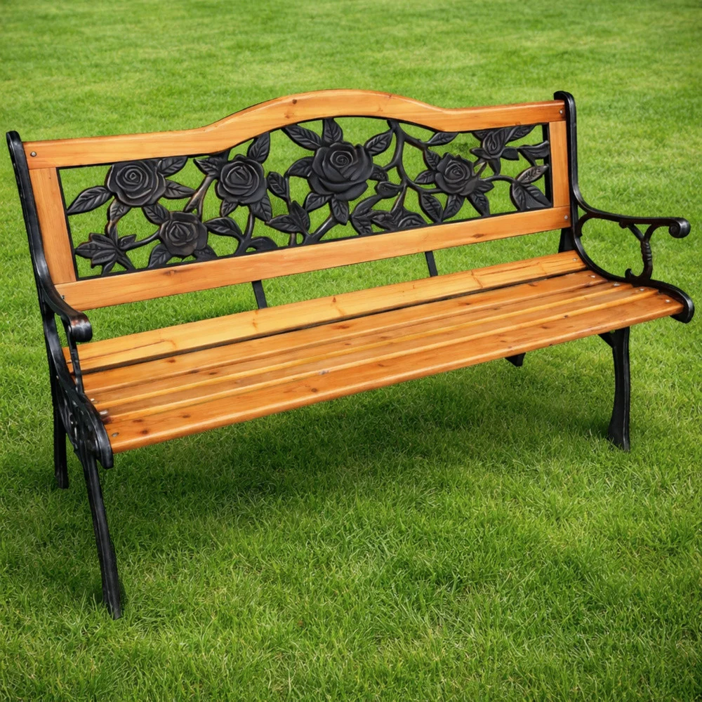 Drveno-metalna vrtna klupa s naslonom Lean, 125 cm_8