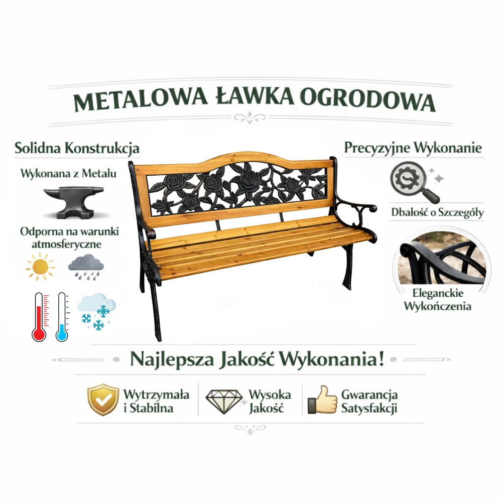 Drveno-metalna vrtna klupa s naslonom Lean, 125 cm_9