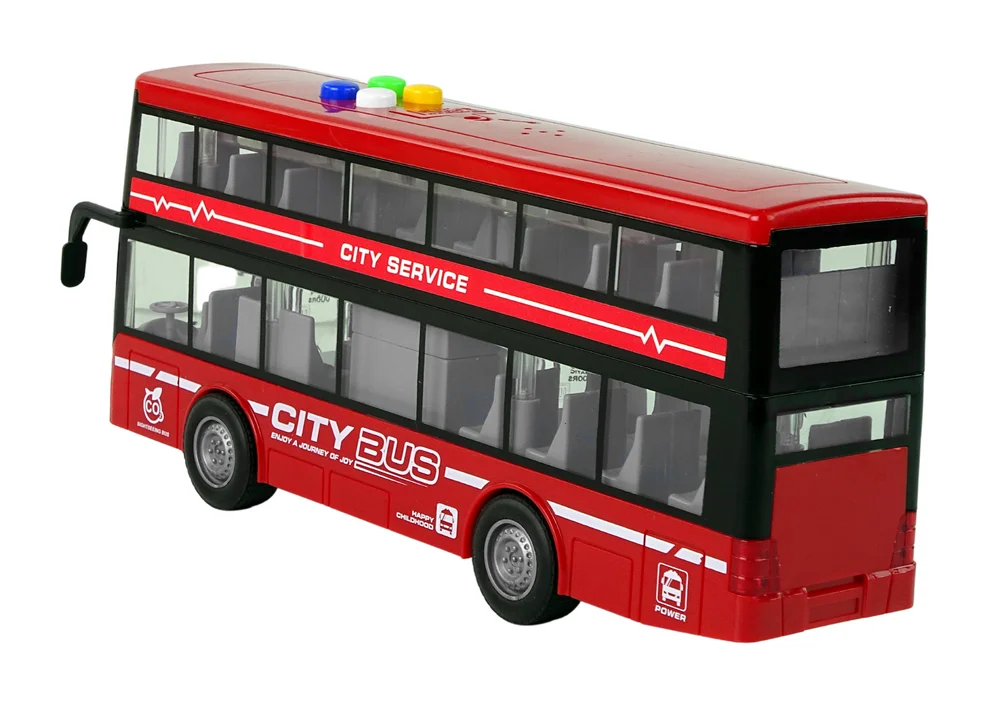 Dvokatni autobus na baterije, svjetla, zvukovi, trenje, crveni pogon_3