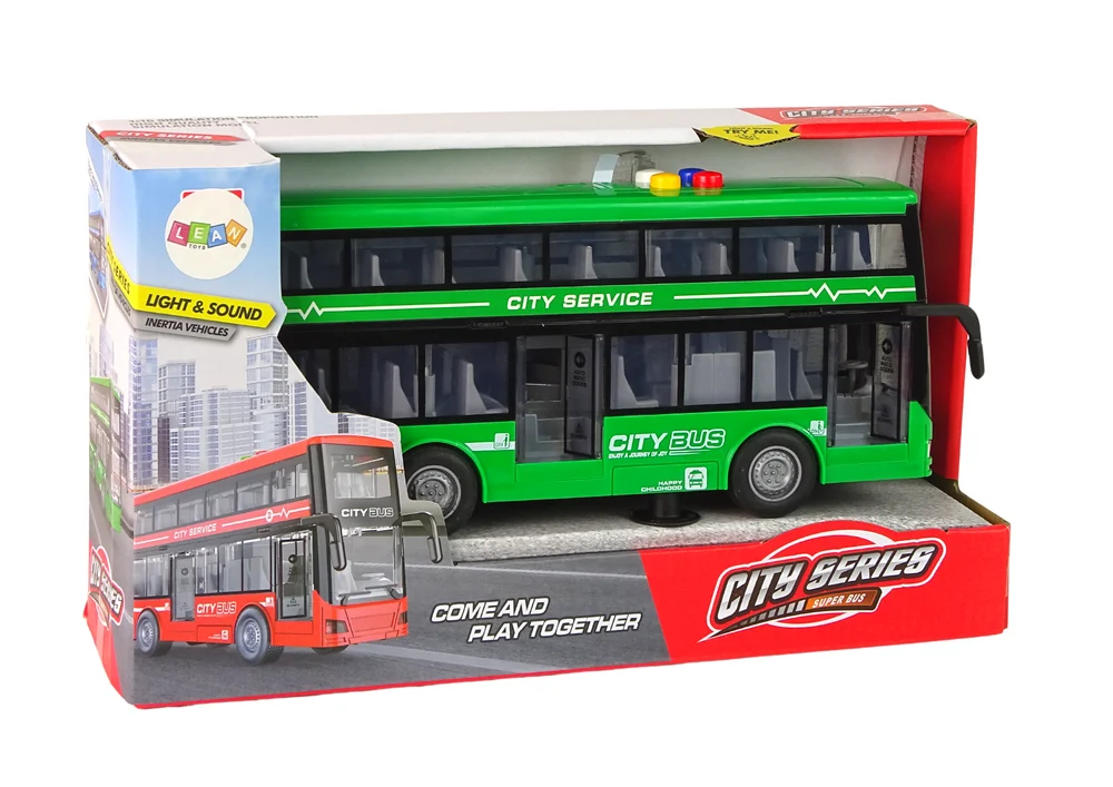 Dvokatni autobus na baterije, svjetla, zvukovi, trenje, pogon, zelena boja_4