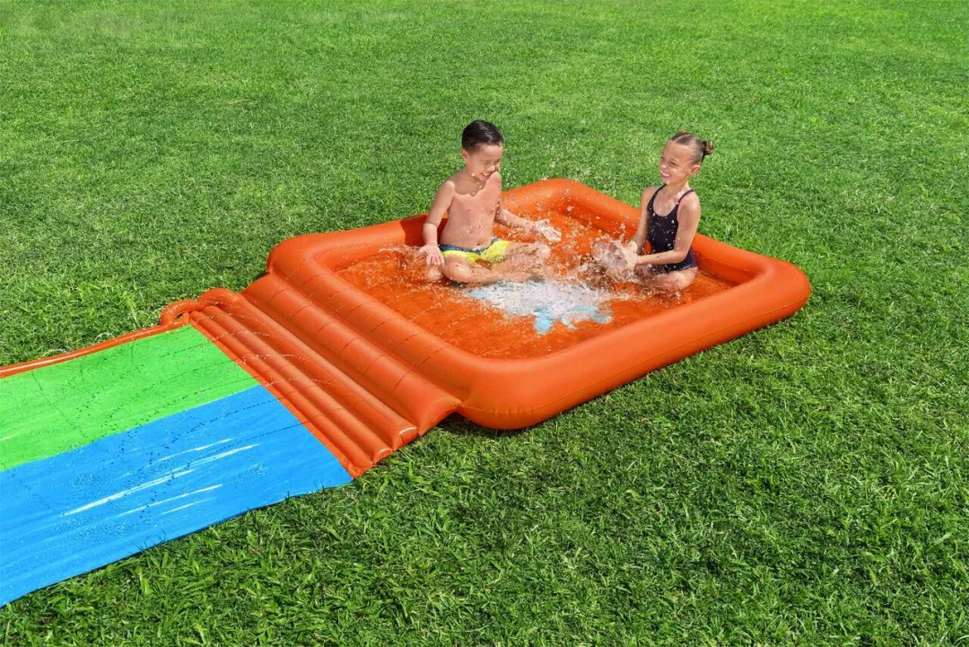 Dvostruki Super Splash vodeni tobogan za djecu 3+ BESTWAY staza 531 cm + dječji bazen 129 l + tuš_4