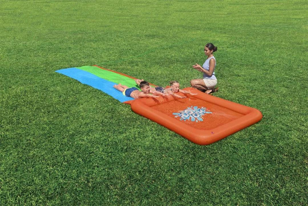 Dvostruki Super Splash vodeni tobogan za djecu 3+ BESTWAY staza 531 cm + dječji bazen 129 l + tuš_6
