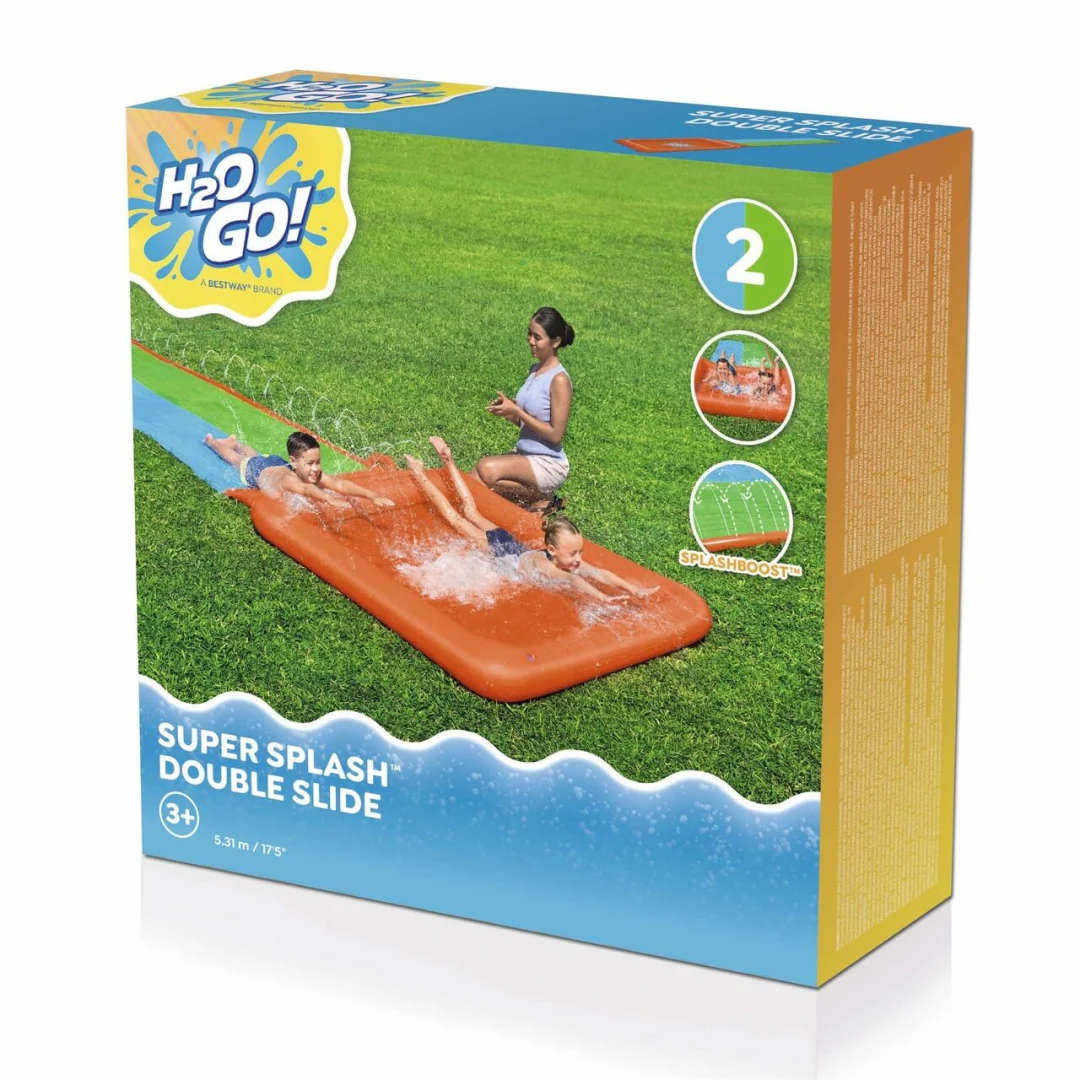 Dvostruki Super Splash vodeni tobogan za djecu 3+ BESTWAY staza 531 cm + dječji bazen 129 l + tuš_8