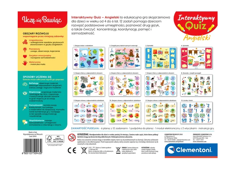 Edukativna igra Interaktivni kviz Engleski jezik Poljski jezik Clementoni 50943_6
