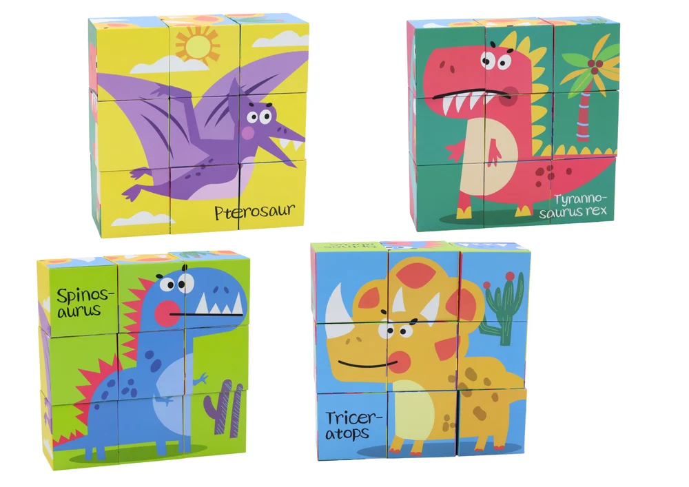 Edukativna slagalica 6 u 1, kocke s dinosaurima, 9 dijelova_2