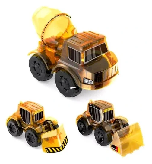 Edukativni set 3-u-1 solarnih građevinskih vozila za djecu Bager, mješalica za beton, buldožer_2