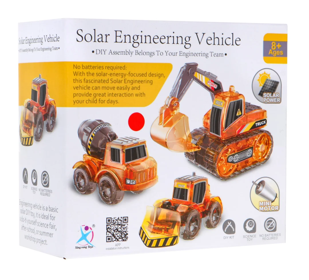 Edukativni set 3-u-1 solarnih građevinskih vozila za djecu Bager, mješalica za beton, buldožer_6