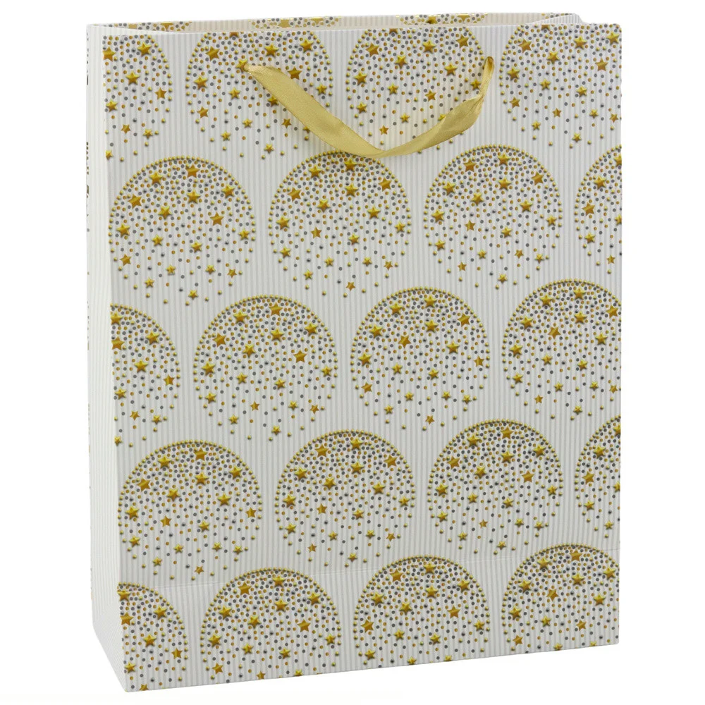 Elegantna poklon vrećica Zlatne zvijezde Bijele 32 x 26 x 12 cm_1