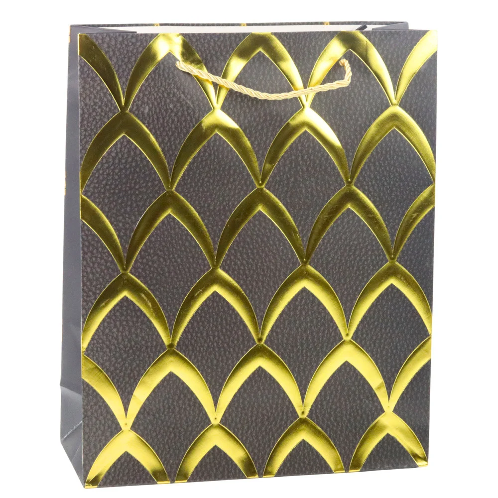 Elegantna poklon vrećica sa zlatnim ukrasima 32 x 26 x 12 cm_3