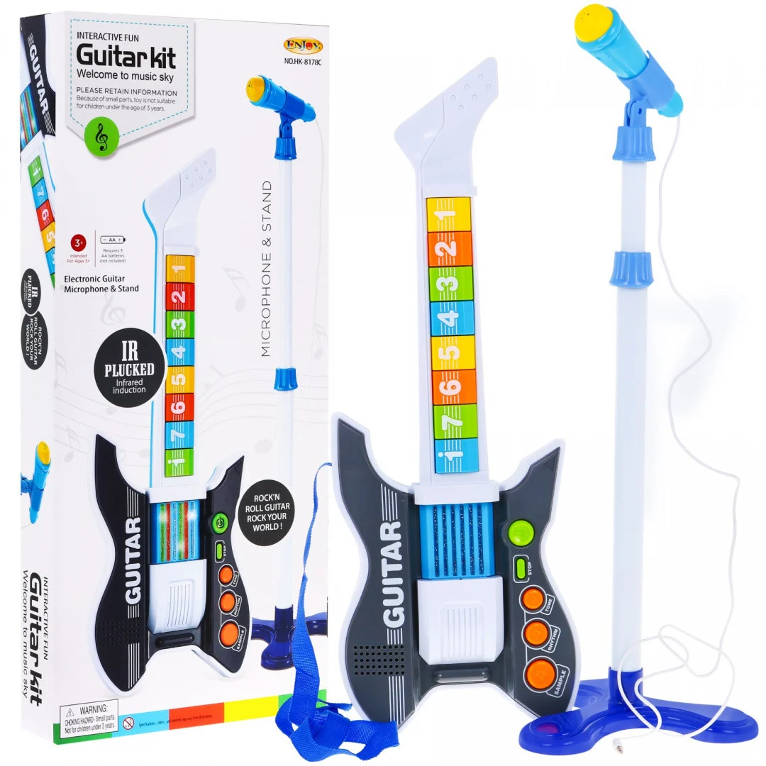 Električna gitara s mikrofonom na stalku 3+_1