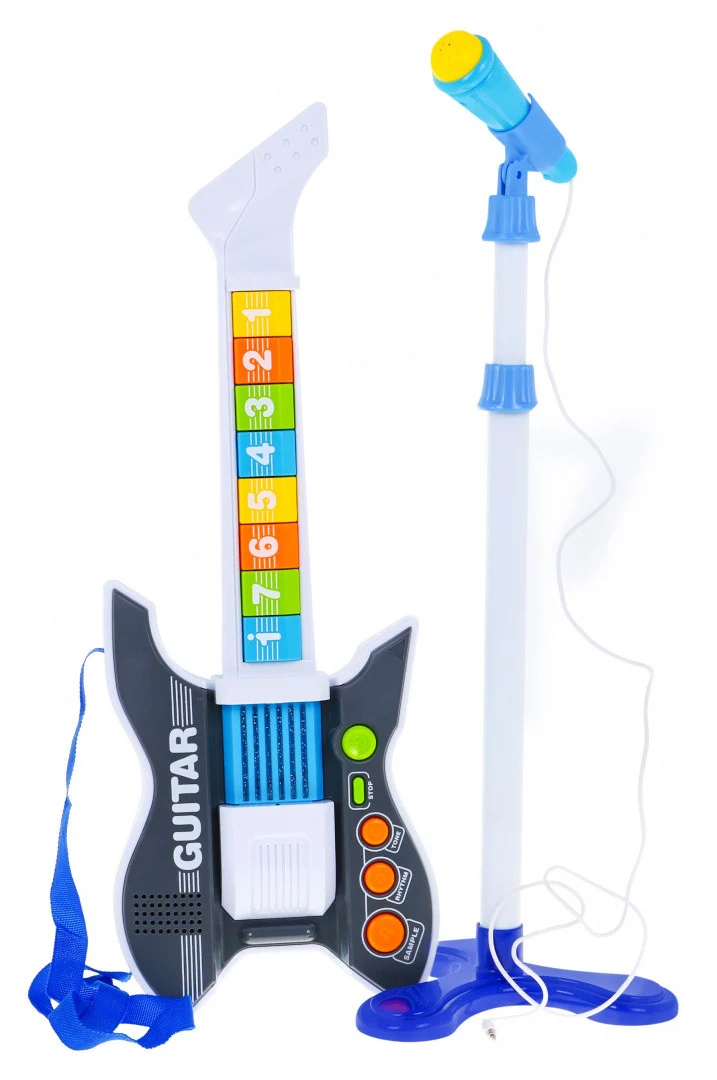 Električna gitara s mikrofonom na stalku 3+_4
