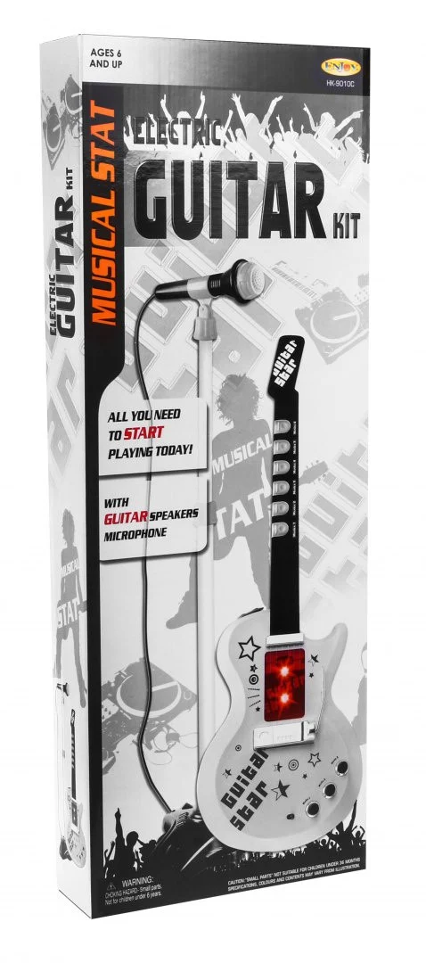 Električna gitara s mikrofonom za djecu 6+ zvukovi instrumenata + svjetla_7