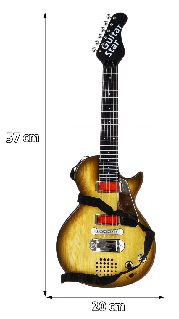 Električna gitara za djecu 3+ imitacija drveta + slušalice + zvukovi i svjetla_2