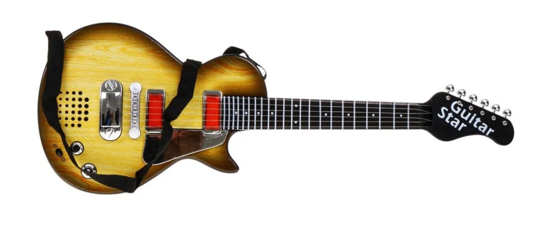 Električna gitara za djecu 3+ imitacija drveta + slušalice + zvukovi i svjetla_5