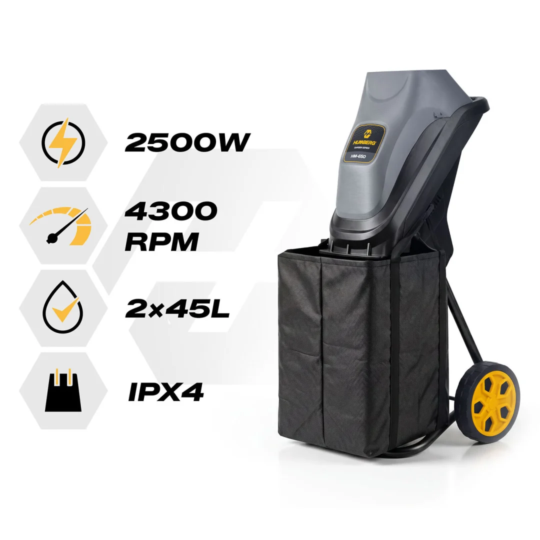 Električni usitnjivač grana 2500 W + 2x vreće od 45 l Humberg HM-650_11