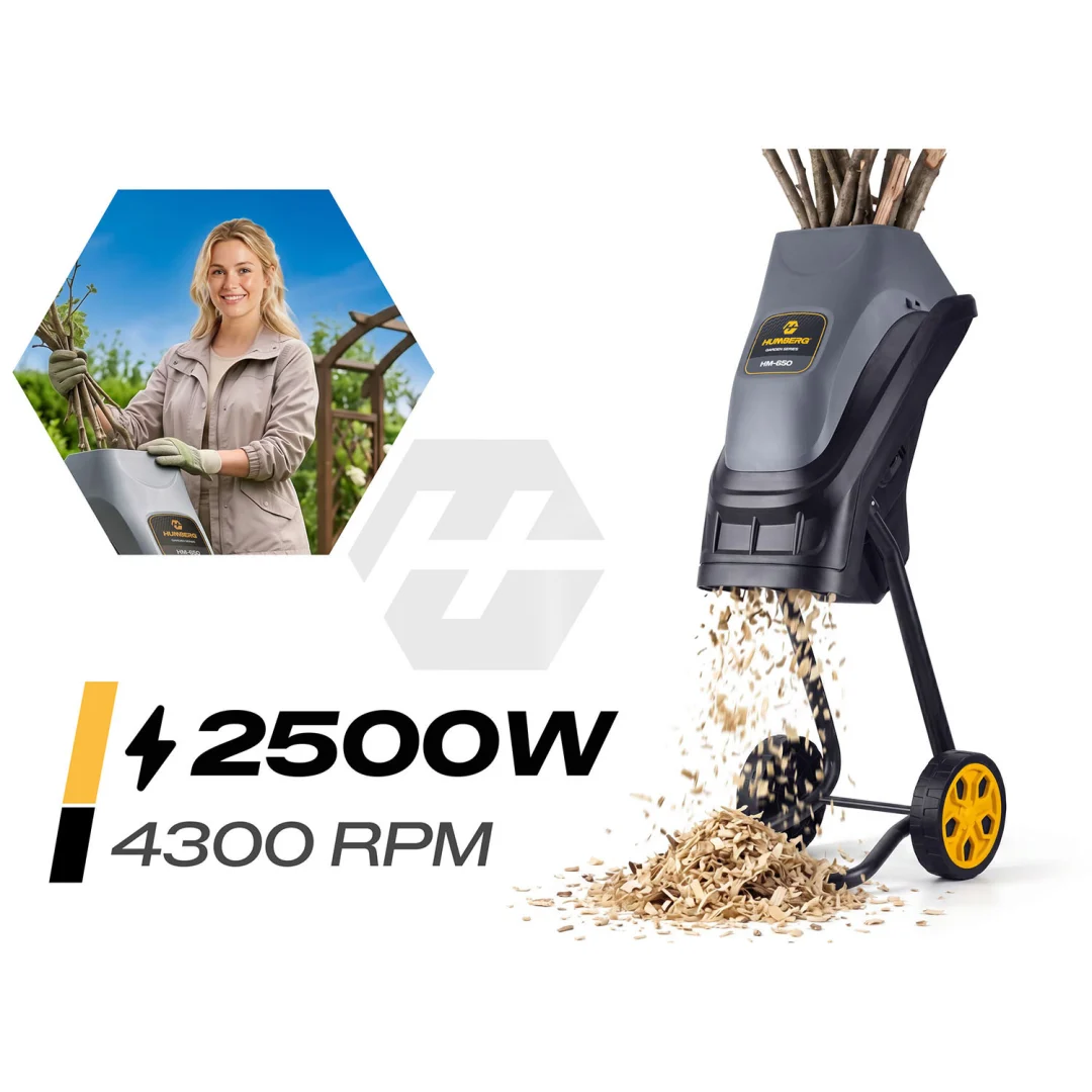 Električni usitnjivač grana 2500 W + 2x vreće od 45 l Humberg HM-650_5