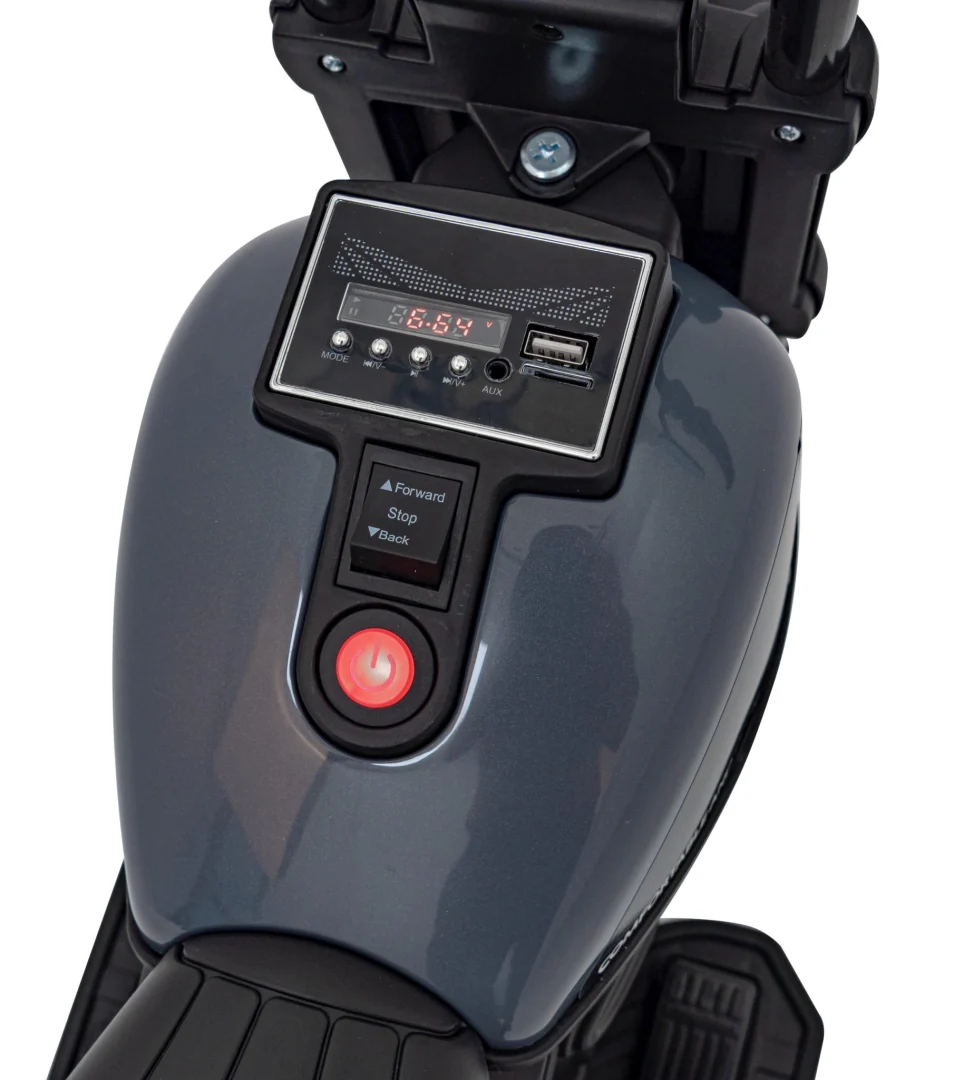FASTER Chopper Dječji motocikl na baterije, sivi + FM radio + audio ploča + LED motor na akumulator_11