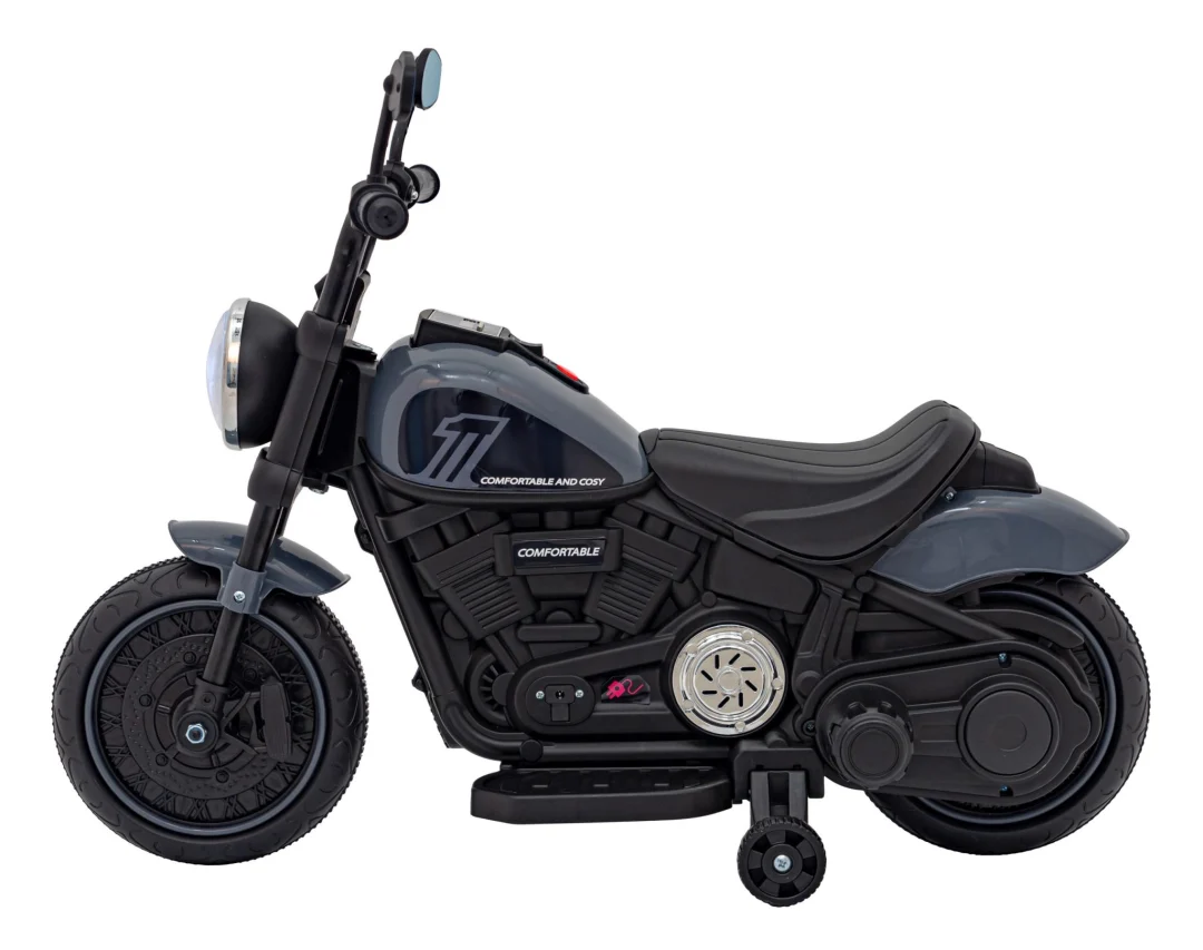 FASTER Chopper Dječji motocikl na baterije, sivi + FM radio + audio ploča + LED motor na akumulator_5