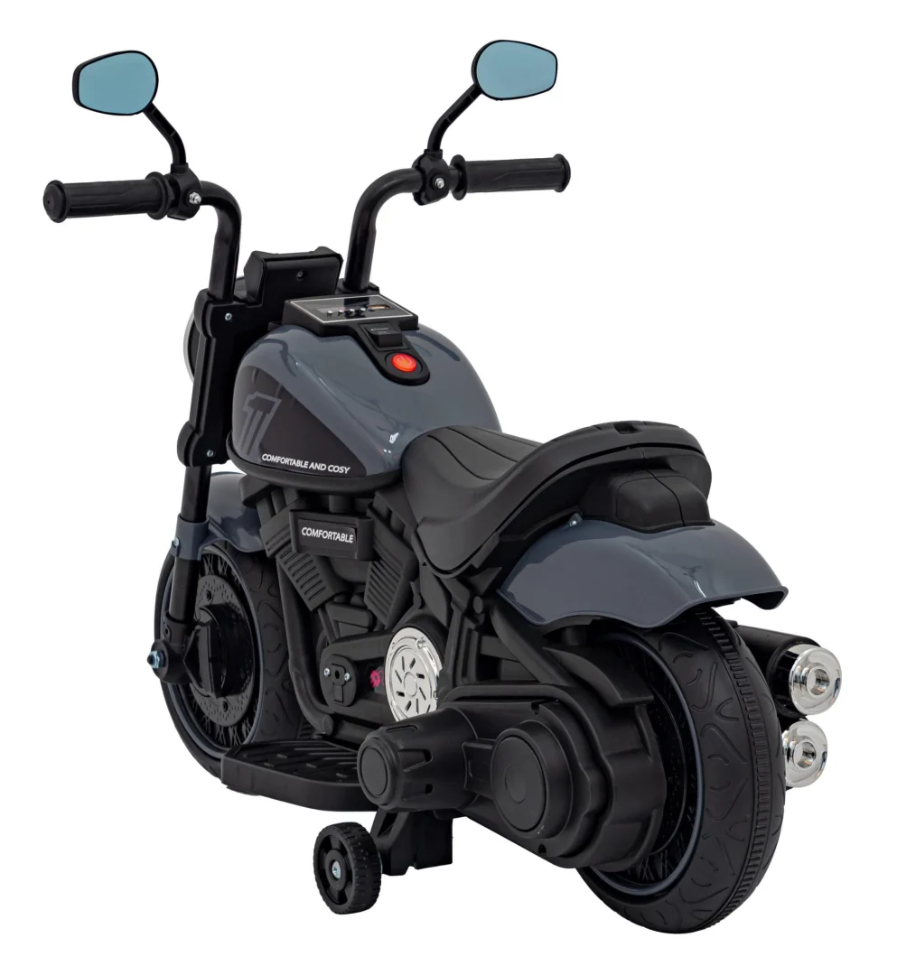 FASTER Chopper Dječji motocikl na baterije, sivi + FM radio + audio ploča + LED motor na akumulator_6