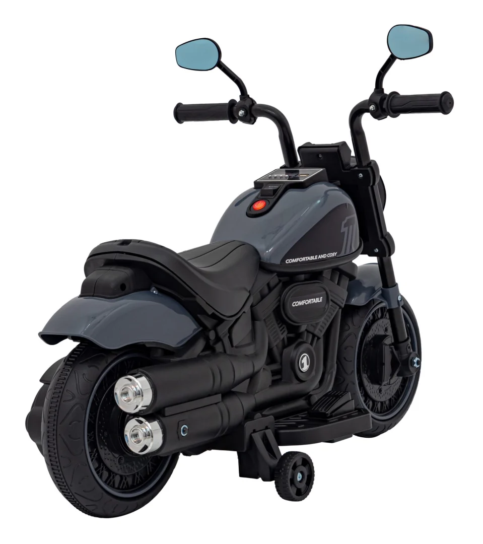FASTER Chopper Dječji motocikl na baterije, sivi + FM radio + audio ploča + LED motor na akumulator_8