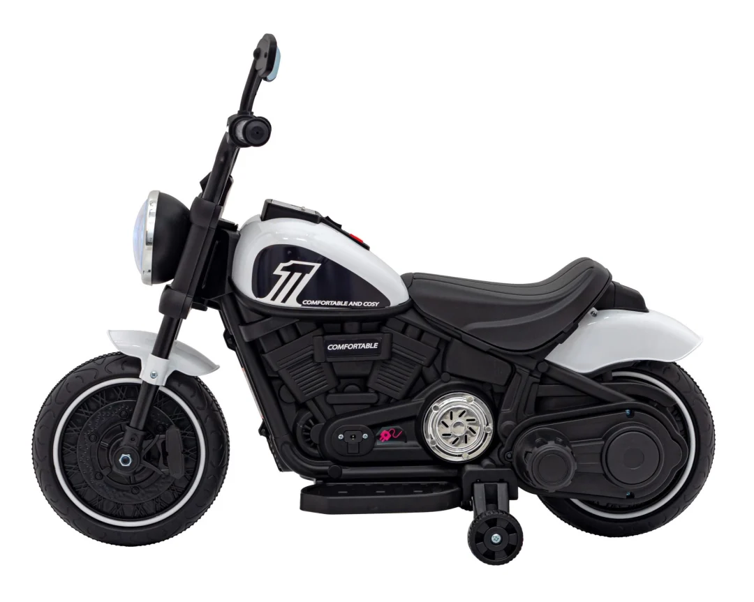 FASTER Chopper baterijski motor za djecu bijeli + FM radio + audio ploča + LED, bijela motor na akumulator_5