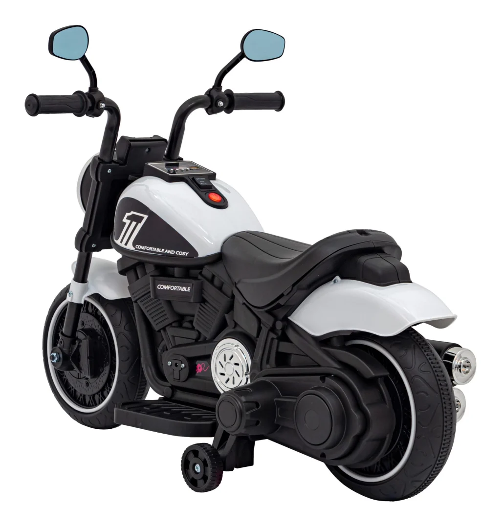 FASTER Chopper baterijski motor za djecu bijeli + FM radio + audio ploča + LED, bijela motor na akumulator_6