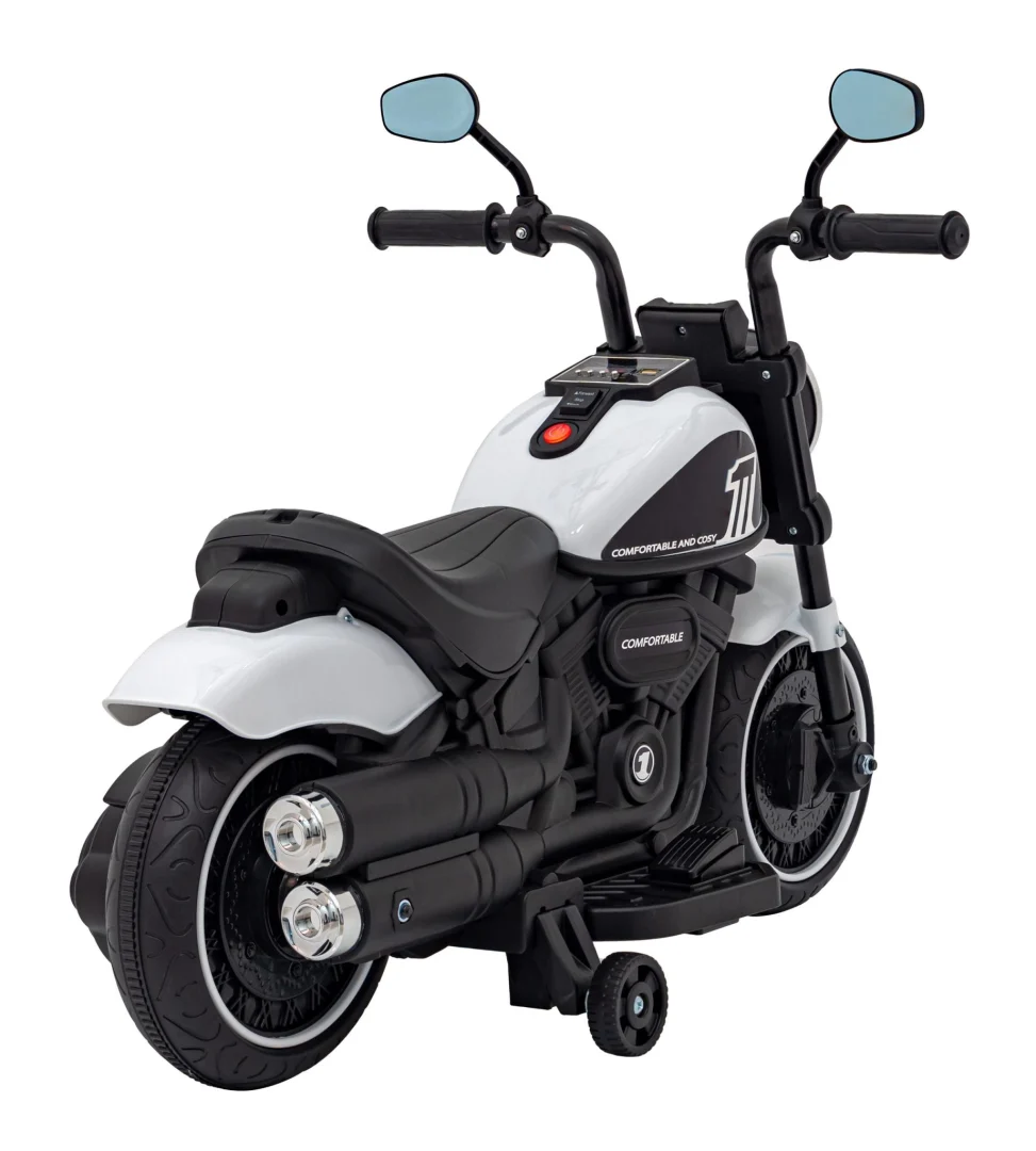 FASTER Chopper baterijski motor za djecu bijeli + FM radio + audio ploča + LED, bijela motor na akumulator_8