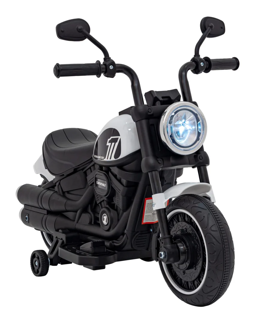 FASTER Chopper baterijski motor za djecu bijeli + FM radio + audio ploča + LED, bijela motor na akumulator_9