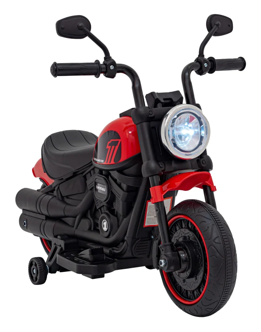 FASTER Chopper baterijski motor za djecu crveni + FM radio + audio ploča + LED, crvena motor na akumulator_10