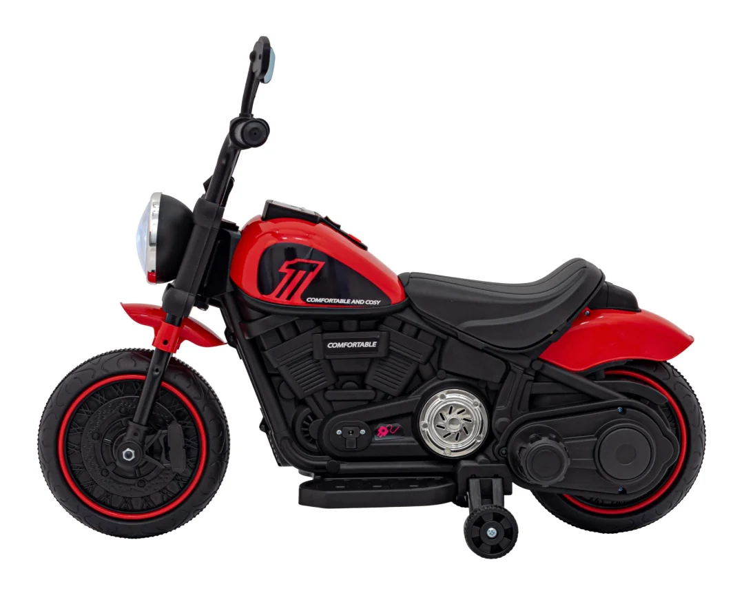 FASTER Chopper baterijski motor za djecu crveni + FM radio + audio ploča + LED, crvena motor na akumulator_5