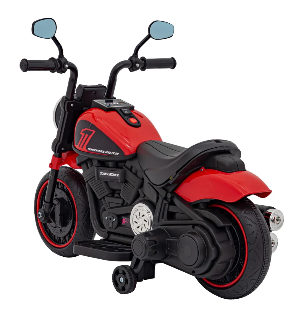 FASTER Chopper baterijski motor za djecu crveni + FM radio + audio ploča + LED, crvena motor na akumulator_6
